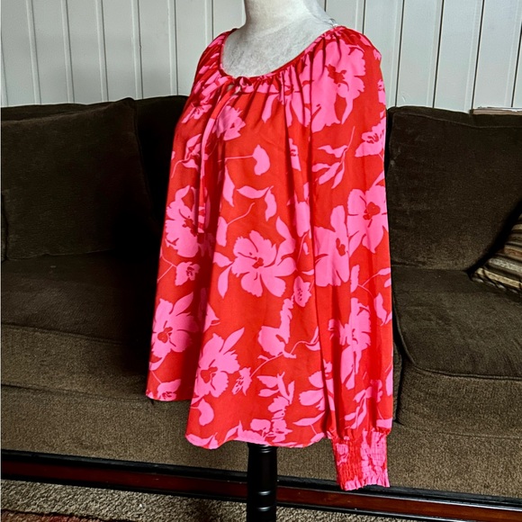 Staccato • Large • Hot Pink • Floral • Boho • Long Sleeve Blouse • New W/ Tags - Picture 5 of 11